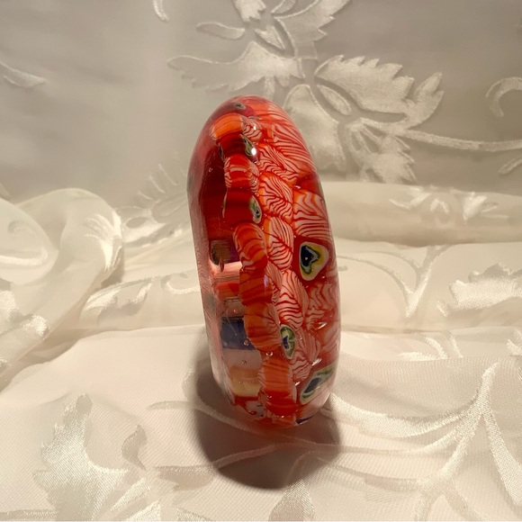 Glass Peacock Paperweight - Red Millefiori - Picture 5 of 6